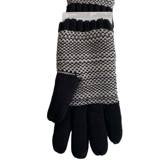 Isotoner Adult Snowflake Knit Gloves One Size Black NEW NWT - Picture 3 of 10